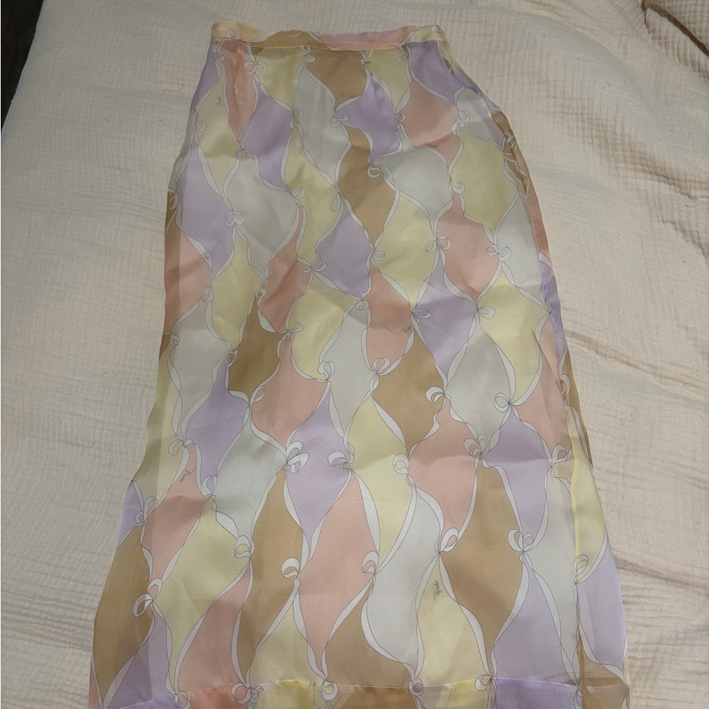 Emilio Pucci Pastel Wave-Print Pencil Skirt - Pink, Lavender, Cream, Tan
